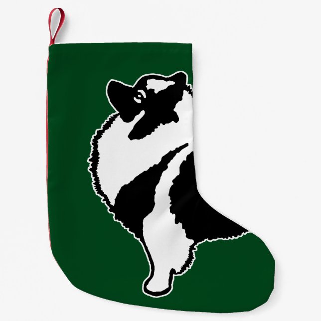 Keeshond Graphics  - Cute Original Dog Art Small Christmas Stocking (Front)