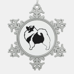 Keeshond Graphics - Cute Original Dog Art Snowflake Pewter Christmas Ornament