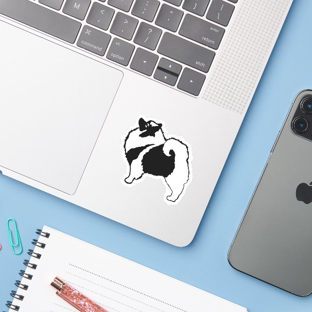 Keeshond Graphics  - Cute Original Dog Art Sticker (Laptop w/ iPhone)