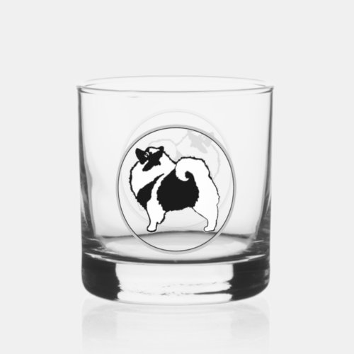 Keeshond Graphics  _ Cute Original Dog Art Whiskey Glass