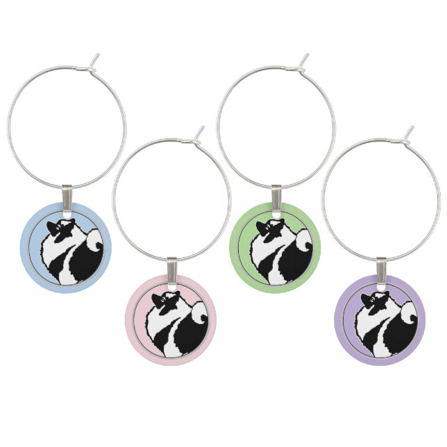 Keeshond Graphics  - Cute Original Dog Art Wine Charm (Staggered)