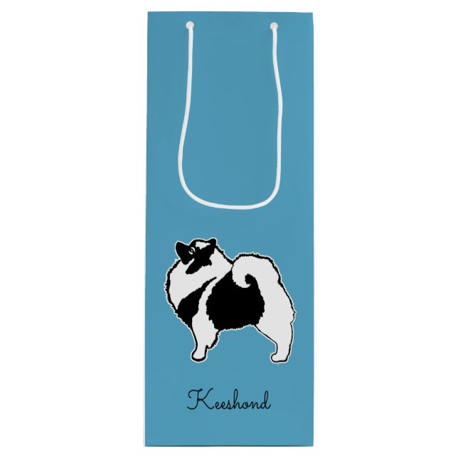 Keeshond Graphics  - Cute Original Dog Art Wine Gift Bag (Front)