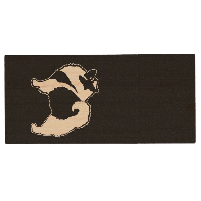 Keeshond Graphics  - Cute Original Dog Art Wood Flash Drive (Front)