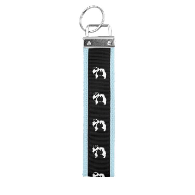 Keeshond Graphics  - Cute Original Dog Art Wrist Keychain (Keys on Top)