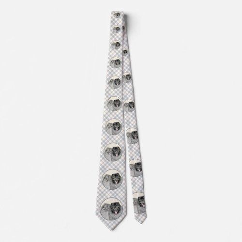 Keeshond Graphics Keeshond Mom and Son Neck Tie