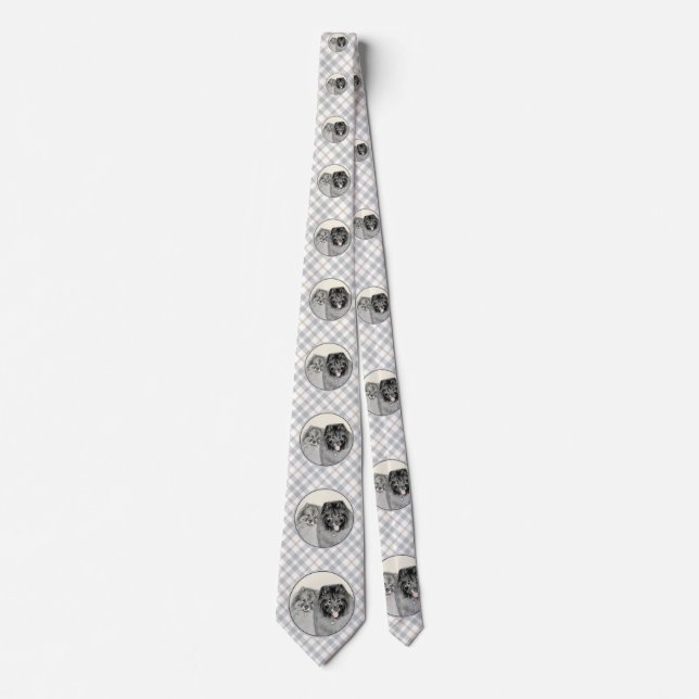 Keeshond Graphics Keeshond Mom and Son Neck Tie (Front)