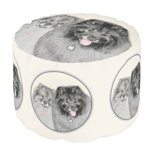 Keeshond Graphics Keeshond Mom and Son Pouf