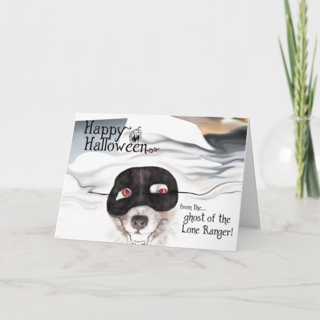 Keeshond Halloween greeting card (Front)