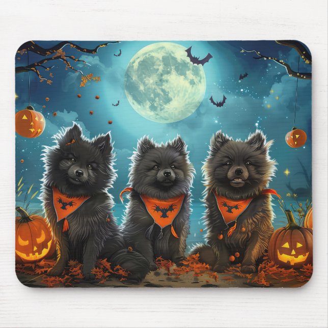Keeshond Halloween Spooky Mouse Pad (Front)