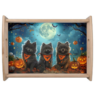 Keeshond Halloween Spooky Serving Tray