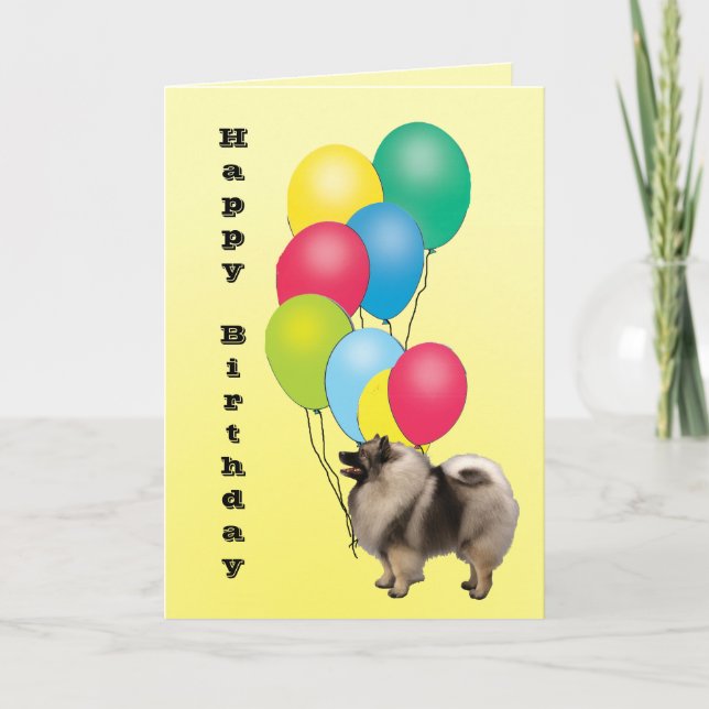 Keeshond Happy Birthday Card (Front)