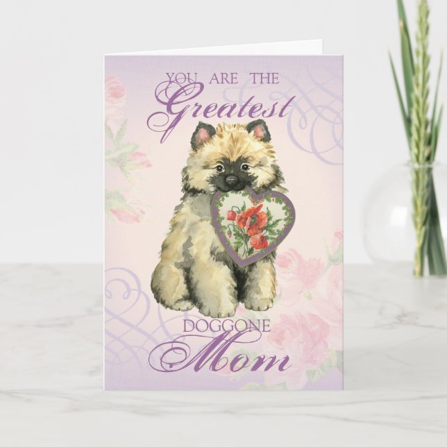 Keeshond Heart Mom Card (Front)