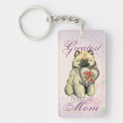 Keeshond Heart Mom Keychain