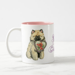 Keeshond Heart Mom Two-Tone Coffee Mug