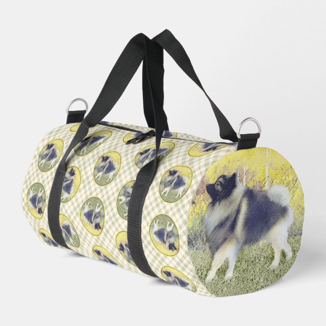 Keeshond in Aspen Painting Cute Original Dog Art Duffle Bag (Left Corner)