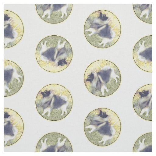 Keeshond in Aspen Painting Cute Original Dog Art Fabric