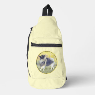 Keeshond in Aspen Painting Cute Original Dog Art Sling Bag