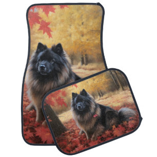 Keeshond in Autumn Leaves Fall Inspire Car Floor Mat
