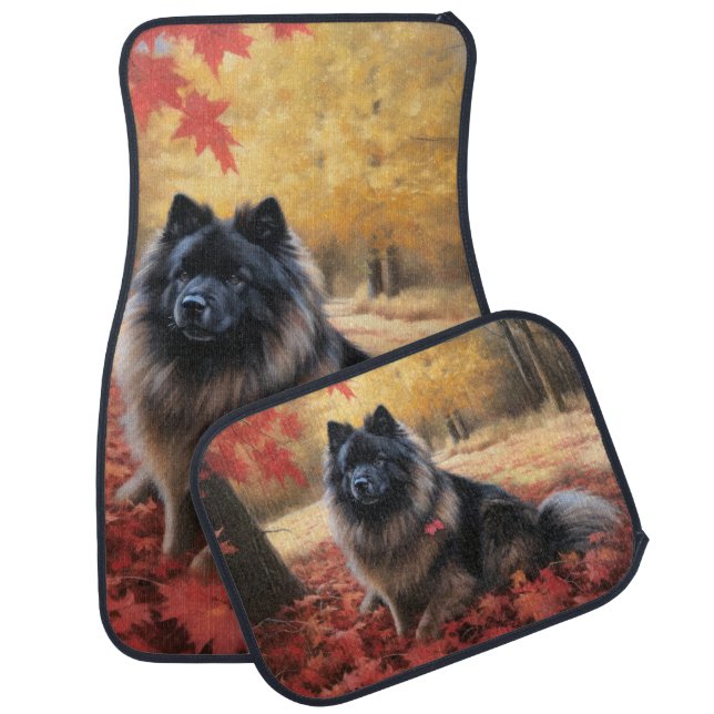 Keeshond in Autumn Leaves Fall Inspire  Car Floor Mat (Set)
