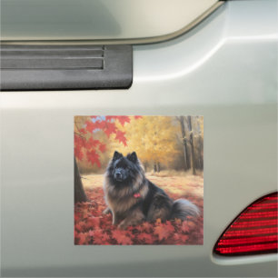 Keeshond in Autumn Leaves Fall Inspire Car Magnet