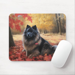 Keeshond in Autumn Leaves Fall Inspire  Mouse Pad