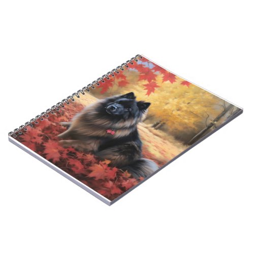 Keeshond in Autumn Leaves Fall Inspire  Notebook