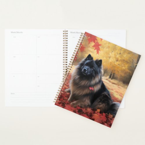 Keeshond in Autumn Leaves Fall Inspire  Planner