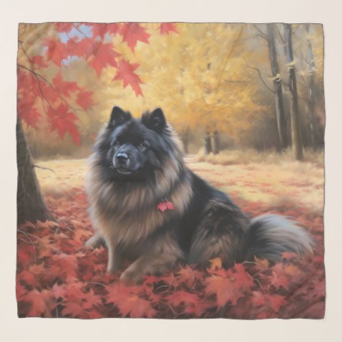 Keeshond in Autumn Leaves Fall Inspire  Scarf