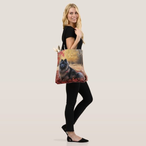 Keeshond in Autumn Leaves Fall Inspire  Tote Bag