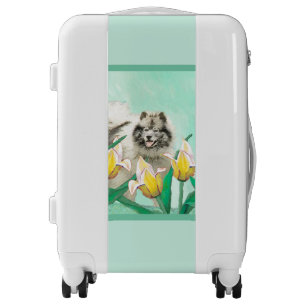 Keeshond in Tulips Painting Cute Original Dog Art Luggage