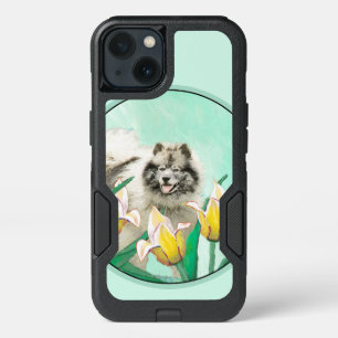 Keeshond in Tulips Painting Cute Original Dog Art iPhone 13 Case
