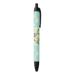 Keeshond in Tulips Painting Cute Original Dog Art Pen