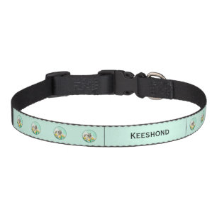 Keeshond in Tulips Painting Cute Original Dog Art Pet Collar