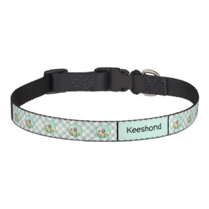 Keeshond in Tulips Painting Cute Original Dog Art Pet Collar