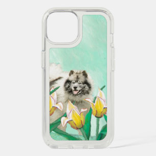 Keeshond in Tulips Painting Cute Original Dog Art iPhone 15 Case
