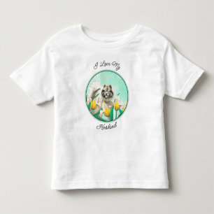 Keeshond in Tulips Painting Cute Original Dog Art Toddler T-shirt