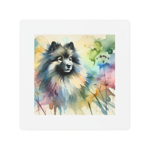 Keeshond in Watercolor 150624AREF123 - Watercolor Metal Print