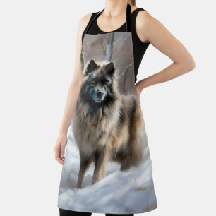 Keeshond Let It Snow Christmas Apron