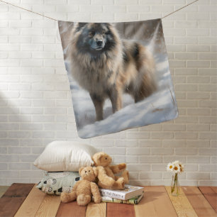 Keeshond Let It Snow Christmas Baby Blanket