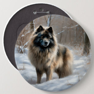 Keeshond Let It Snow Christmas Button