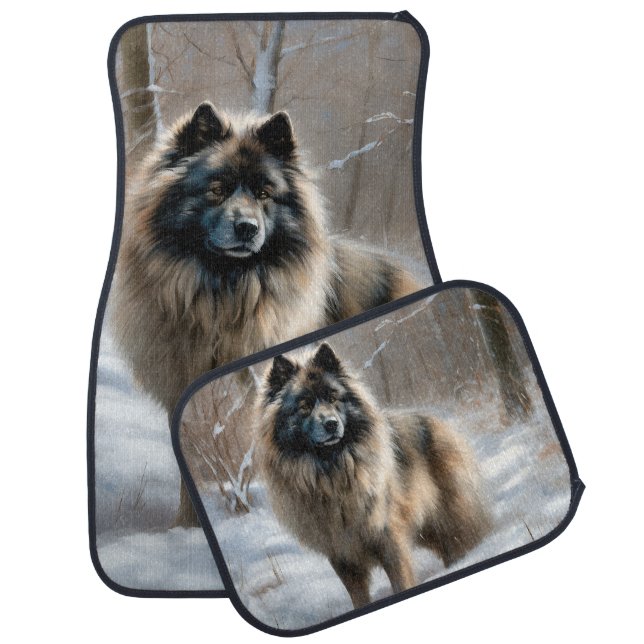 Keeshond Let It Snow Christmas Car Floor Mat (Set)