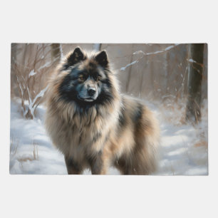Keeshond Let It Snow Christmas Doormat