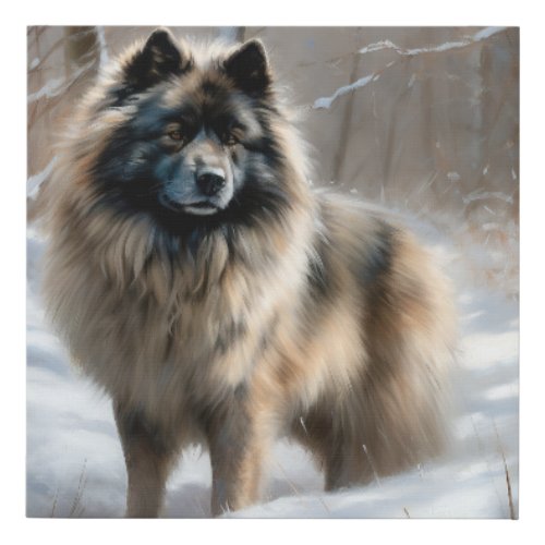 Keeshond Let It Snow Christmas Faux Canvas Print