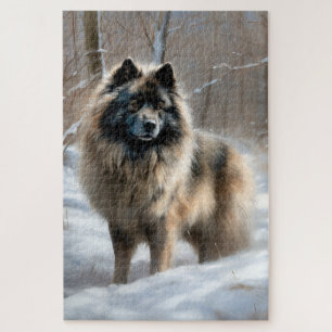 Keeshond Let It Snow Christmas Jigsaw Puzzle