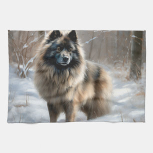 Keeshond Let It Snow Christmas Kitchen Towel