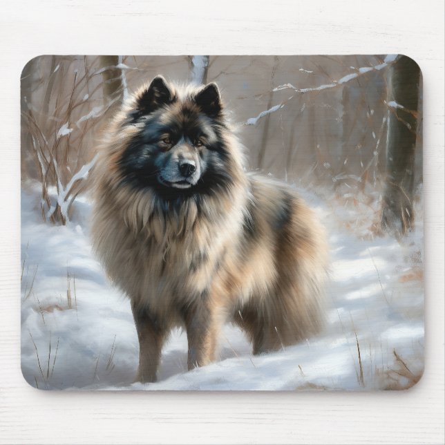Keeshond Let It Snow Christmas Mouse Pad (Front)