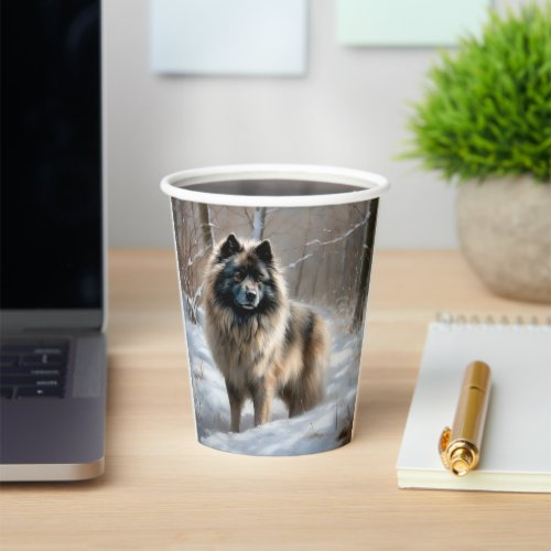 Keeshond Let It Snow Christmas Paper Cups