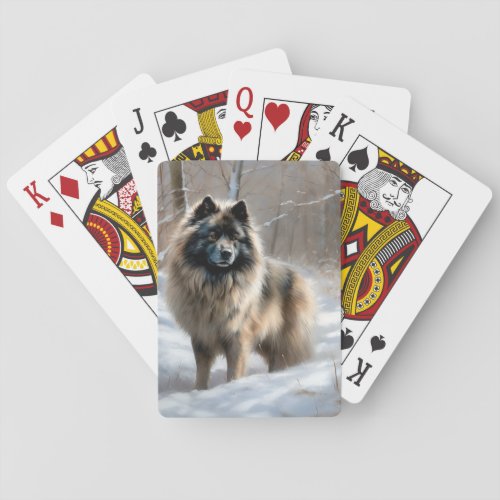 Keeshond Let It Snow Christmas Playing Cards