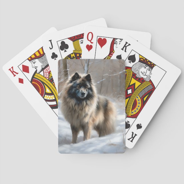 Keeshond Let It Snow Christmas Poker Cards (Back)