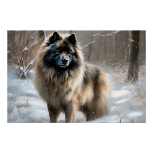 Keeshond Let It Snow Christmas Poster
